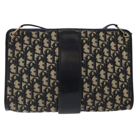 DIOR Trotter Canvas Shoulder Bag Navy Gold - Picture 3 of 12